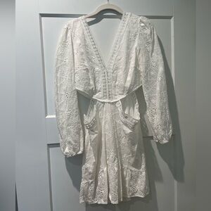 White lace cut out dress